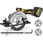 Brushless Cordless Circular Saw, for DeWalt 20V Max Battery, 6-Inch Aluminum Alloy Blade, 5900 RPM, 4.2 Lbs Lightweight, Cutt