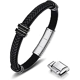 LUCKY2+7 Leather Bracelet for Men with Adjustable Stainless Steel Magnetic Clasp Multi-Layer Braided Mens Leather Bracelet
