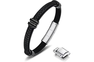 LUCKY2+7 Leather Bracelet for Men with Adjustable Stainless Steel Magnetic Clasp Multi-Layer Braided Mens Leather Bracelet