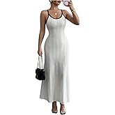 Verdusa Women's Textured Bodycon Maxi Dresses Sleeveless Spaghetti Strap Dress