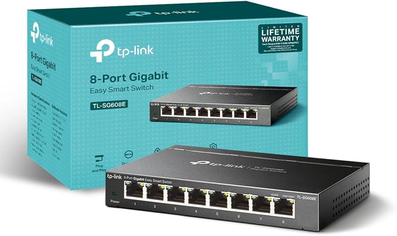 TP-Link TL-SG608E Managed Gigabit Network Switch 8-Port Web Managed QoS VLAN