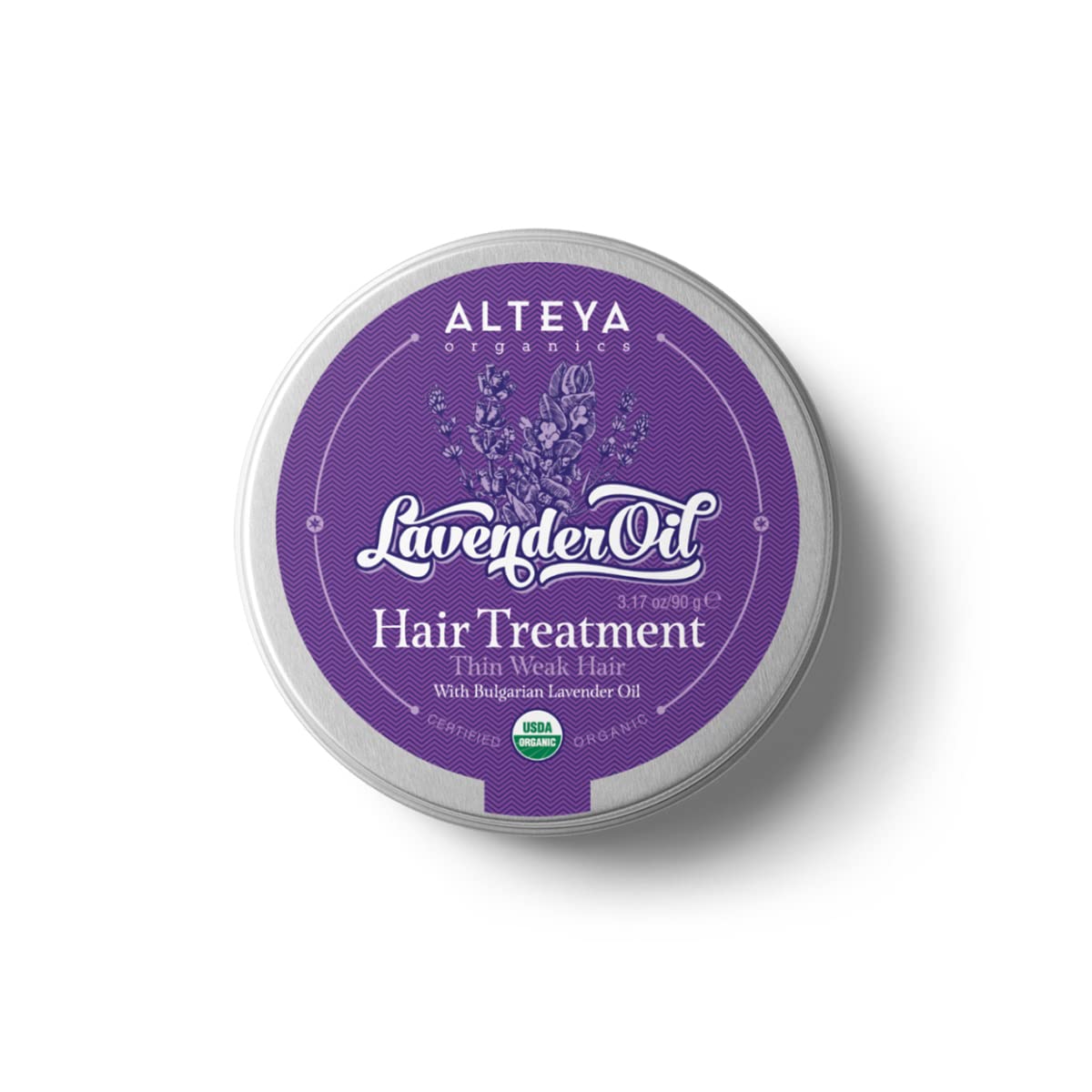 Alteya Organic Hair Treatment Lavender 90gr - USDA Certified Organic Pure Natural Fortifying Hair Treatment and Conditioner Based on Therapeutic Grade Lavender Essential Oil (Lavandula Angustifolia)