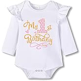 Zusnxaxe Baby Girls 1st Birthday Bodysuit - My First Birthday OnePiece for One Year Old Infant Girl