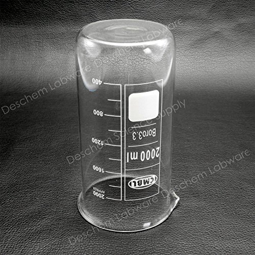 Deschem 2000mL Glass Beaker 2L Tall Form,Laboratory Chemical Borosilicate Glassware
