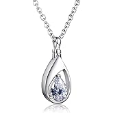 Sariel 925 Sterling Silver Cremation Jewelry Memorial CZ Teardrop Ashes Keepsake Urns Pendant Necklace for urn Necklaces Ashes Jewelry Gifts