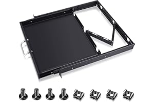 DUNZY 1U Rack Mount Sliding Keyboard Tray Cantilever Network Equipment Racks 19 Inch Cabinet Drawer Sliding Shelf for Server Data Music Studio Accessories