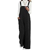 Lepunuo Womens Corduroy Casual Jumpsuits Adjustable Summer Wide Leg Rompers Sleeveless Overalls with Pockets