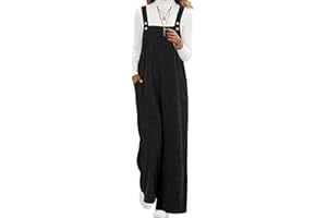 Lepunuo Womens Corduroy Casual Jumpsuits Adjustable Summer Wide Leg Rompers Sleeveless Overalls with Pockets