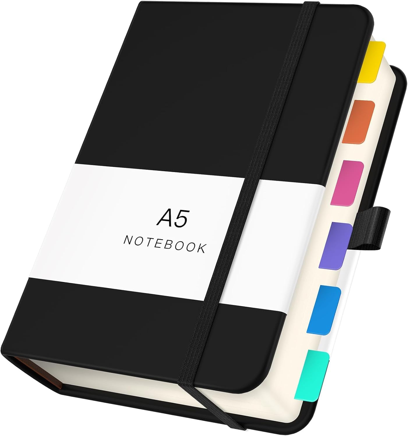 Yarotm A5 Notebook Plain - PU Leather Notebook A5-14x21cm Black Notepad Hardcover - 100g/m² Unlined Paper Notebook - A5 Note Book 360 Pages Blank Notepads Travel Journal Planner