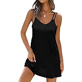 AI'MAGE Womens Swimsuit Coverup Spaghetti Strap Bathing Suit Cover Up Sleeveless Beach Cover Ups Summer Sundress with Pockets