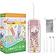 Kids Water Flosser,3 Modes Cordless Portable Water Teeth Cleaner,4 Replaceable Nozzles,IPX7 Waterproof Oral Irrigator Rechargeable,Professional Flossing Cleaning Picks for Home Travel (Pink)