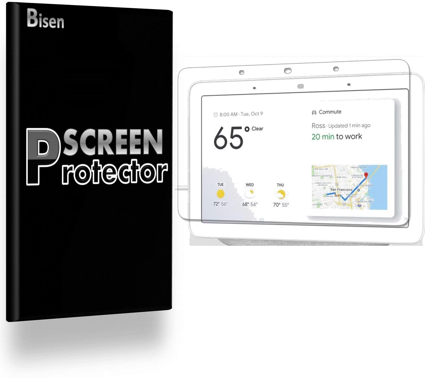[4-Pack BISEN] Fit for Google Home Hub Screen Protector, HD Clear, Anti-Scratch, Anti-Bubble, Lifetime Protection