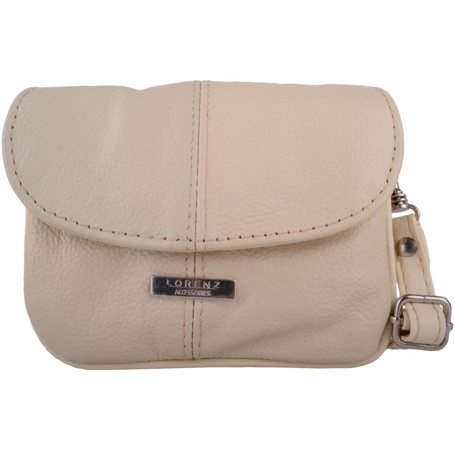 Beige Small Leather Flapover Bag