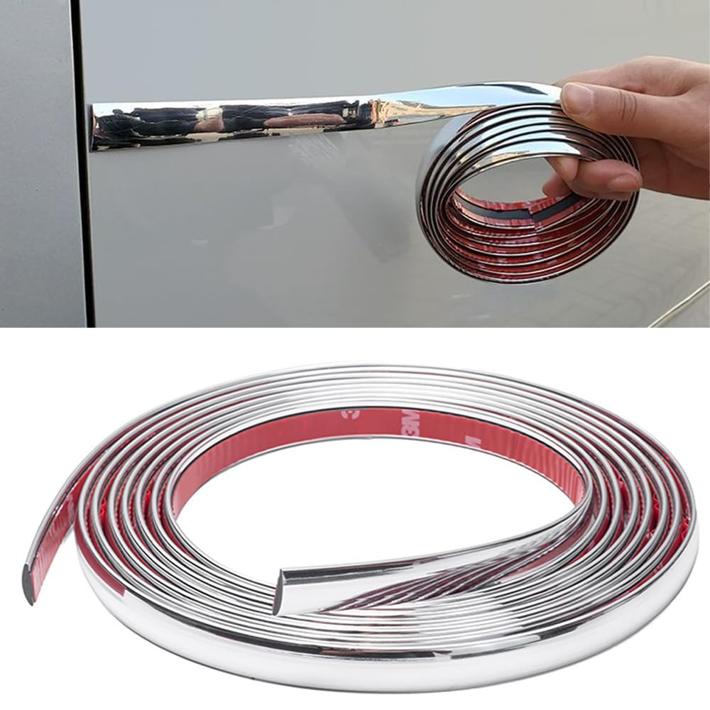 Photo 1 of Wozafepp 16Ft Universal Chrome Trim Molding, 1/2" (12mm) Matte Silver, PVC, Polished Chrome, Dashboard, Side Body, Bumper, Window, Tailgate, Mirror
