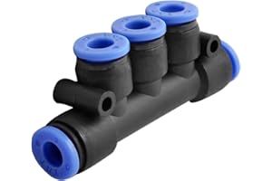 uxcell 6mm 5 Way Push in Pneumatic Tube Fittings Connector Black