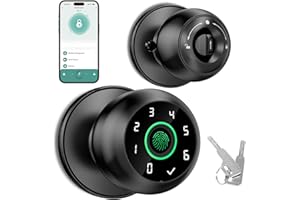 HEI LIANG Fingerprint Door Lock，Fingerprint and Keypad Input Smart Door knob, App Controlled Biometric Door Lock, Keyless Entry, Bedroom, Office, Hotel, Apartment Auto Door knob (Black)