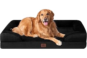 EHEYCIGA Orthopedic Dog Beds for Extra Large Dogs, Waterproof Memory Foam XL Dog Bed with Sides, Non-Slip Bottom and Egg-Crate Foam Big Pet Couch Bed with Washable Removable Cover, Black