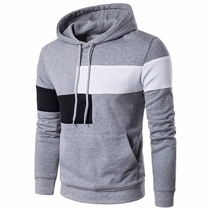 JYJM Herren Casual Jacke Herren Langarm Kapuzen Pullover Herren Patch Mantel Herren Zwei Farben Jacke Herren Taschen Pullover