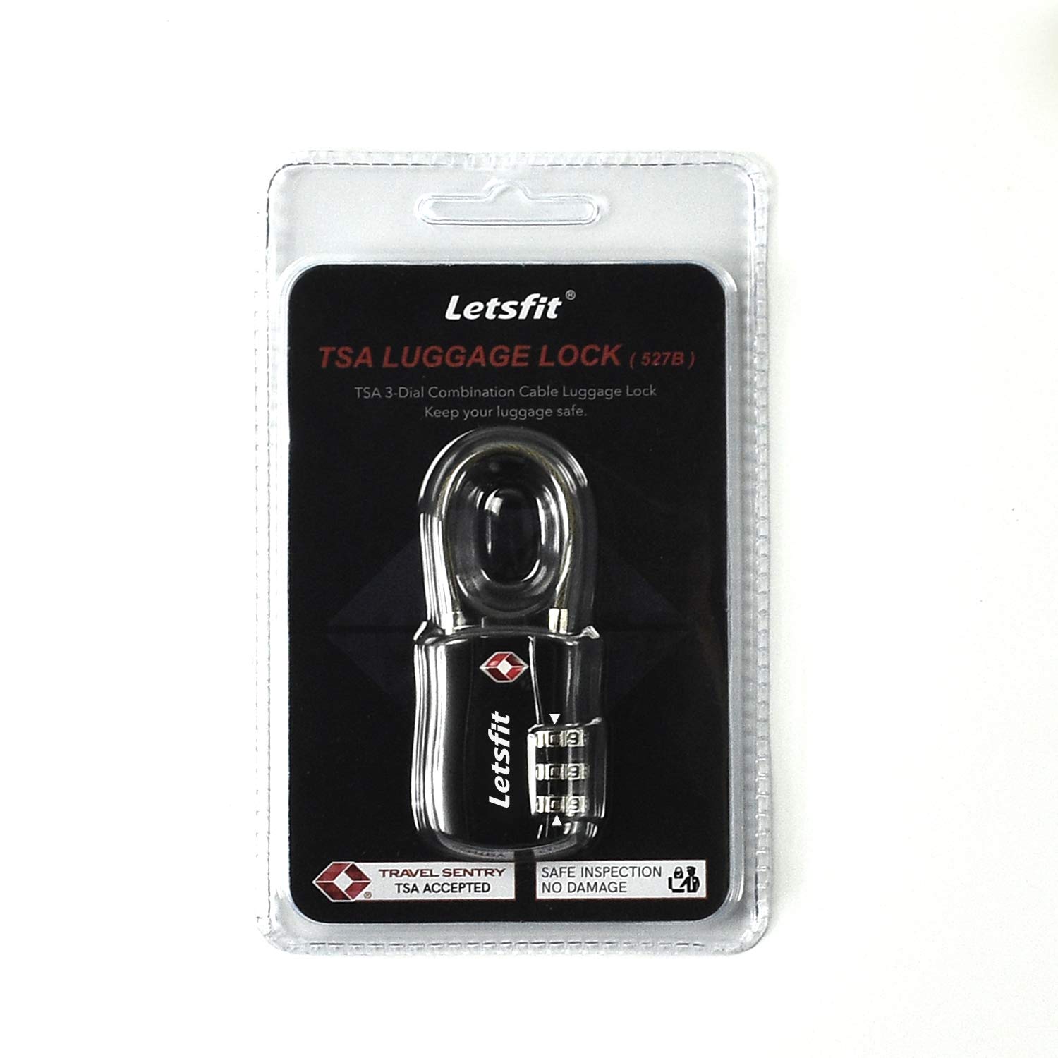 TSA Approved Luggage Lock, Letsfit Travel Lock for Suitcases, Small Padlock for Luggage, 1 Pack Black