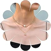 Allereyae Vintage Layered Crystal Pendant Necklace Boho Pearl Necklace Rhinestone Pearl Choker Necklace Gold Curb Chain Necklace Jewelry for Women