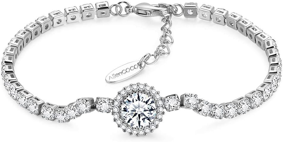 AllenCOCO 18K Gold Plated Cubic Zirconia Classic Tennis Bracelet