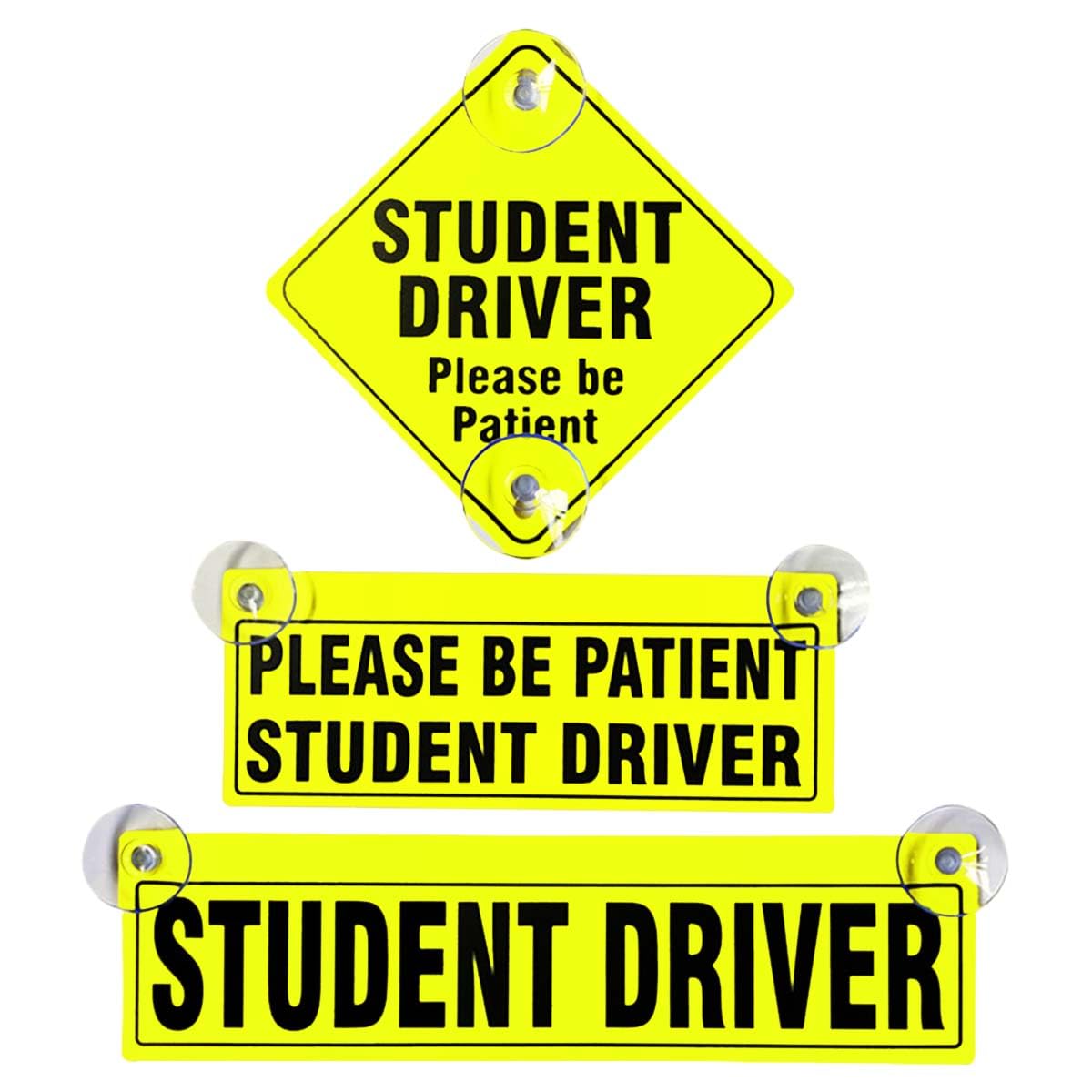 Photo 1 of 3PCS Student Driver Sticker for Car Window, Please Be Patient Student Driver Safety Sign Decal with Suction Cup, Removable New Driver Warning Sticker, Car Accessories