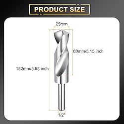 HARFINGTON 25mm Drill Bit 1/2" Reduced Shank Round