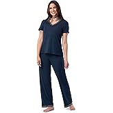 Fruit of the Loom womens Short Sleeve Tee and Pant 2 Piece Sleep Set