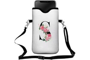FREZORA Cell Phone Sleeves Bag Case Crossbody Neoprene Holder Lanyard Phone Pouch for Women Men 7.5 X 4.5 Inches - Letter_S