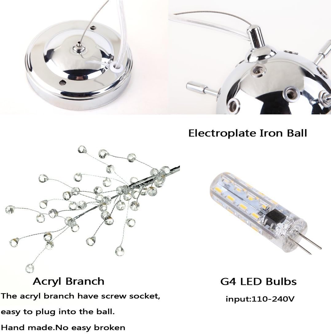 GDNS Chandeliers Firework LED Light Stainless Steel Crystal Pendant Lighting Ceiling Light Fixtures Chandeliers Lighting, Dia 23.5 inch - - 