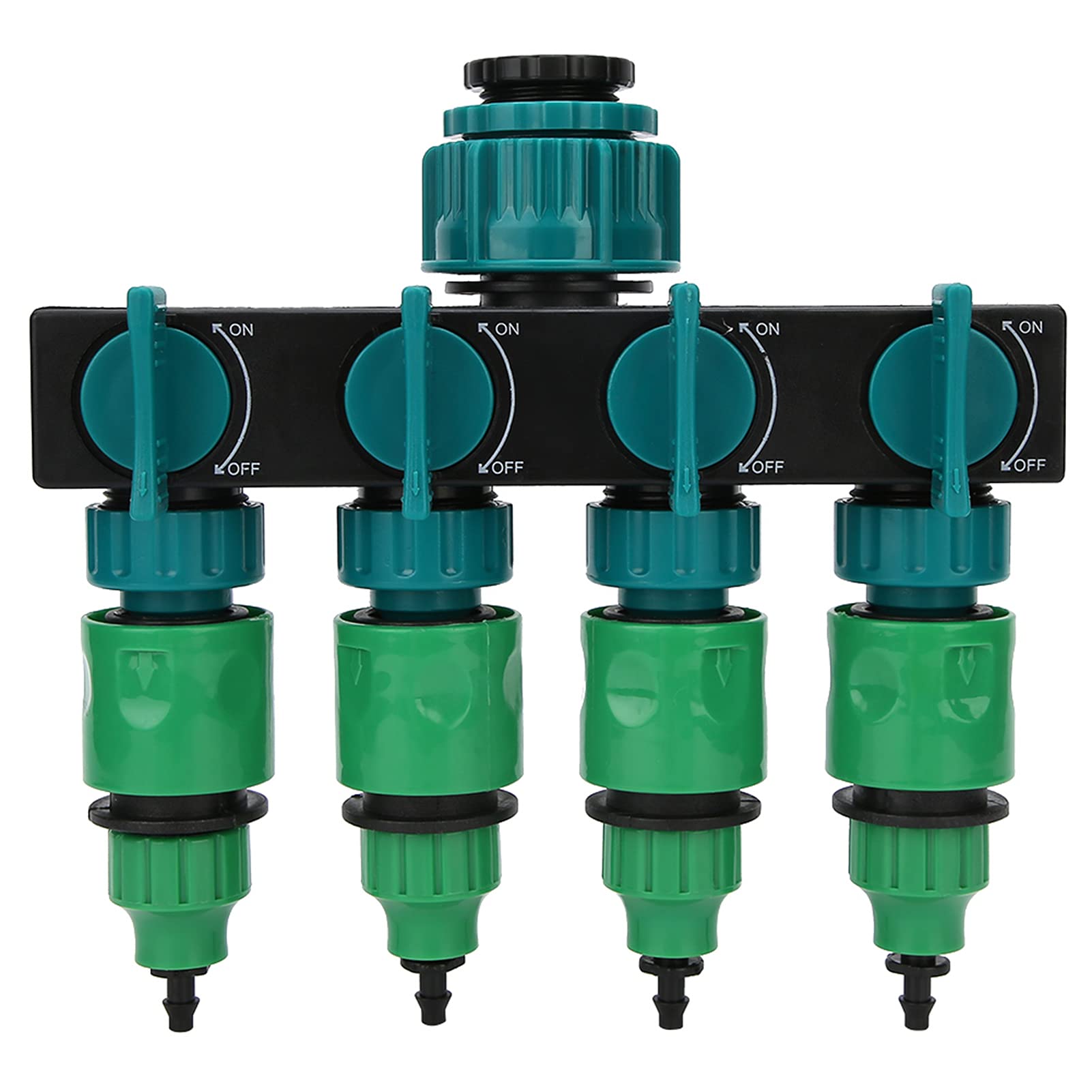 Zerodis Garden Hose Splitter, DN20 DN25 FNPT 4 Way Y Splitter Garden Hose Faucet Splitter with 1/4in Quick Connector Irrigation Fitting Heavy Duty Brass Connector Tap