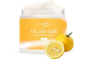 FLORIDA SALT SCRUBS Sea Salt Body Scrub by Florida Suncare - Ocean Salt Body Polish Infused with Marine Algae - Exfoliating Face and Body Scrub - Facial Scrub Exfoliator to Tackle Acne and Scars (Yuzu, 3.3oz)