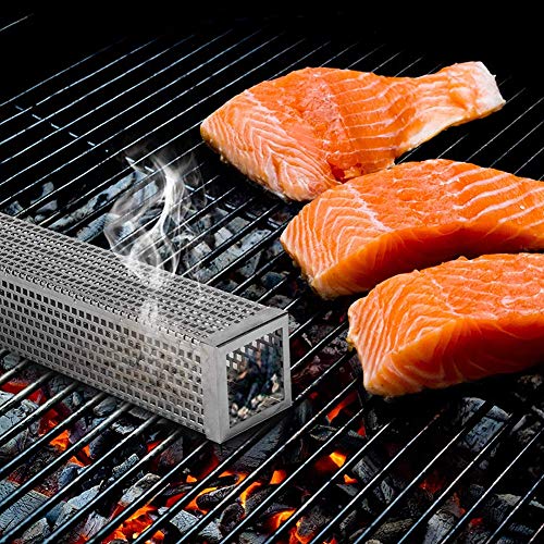 DIMESHY Pellet Smoker Tube - 12" 304 Stainless Steel for Cold or Hot Smoking Wood Pellet Tube Smoker, Work with All Grills or Smokers, Bonus Storage Bag Include, Square