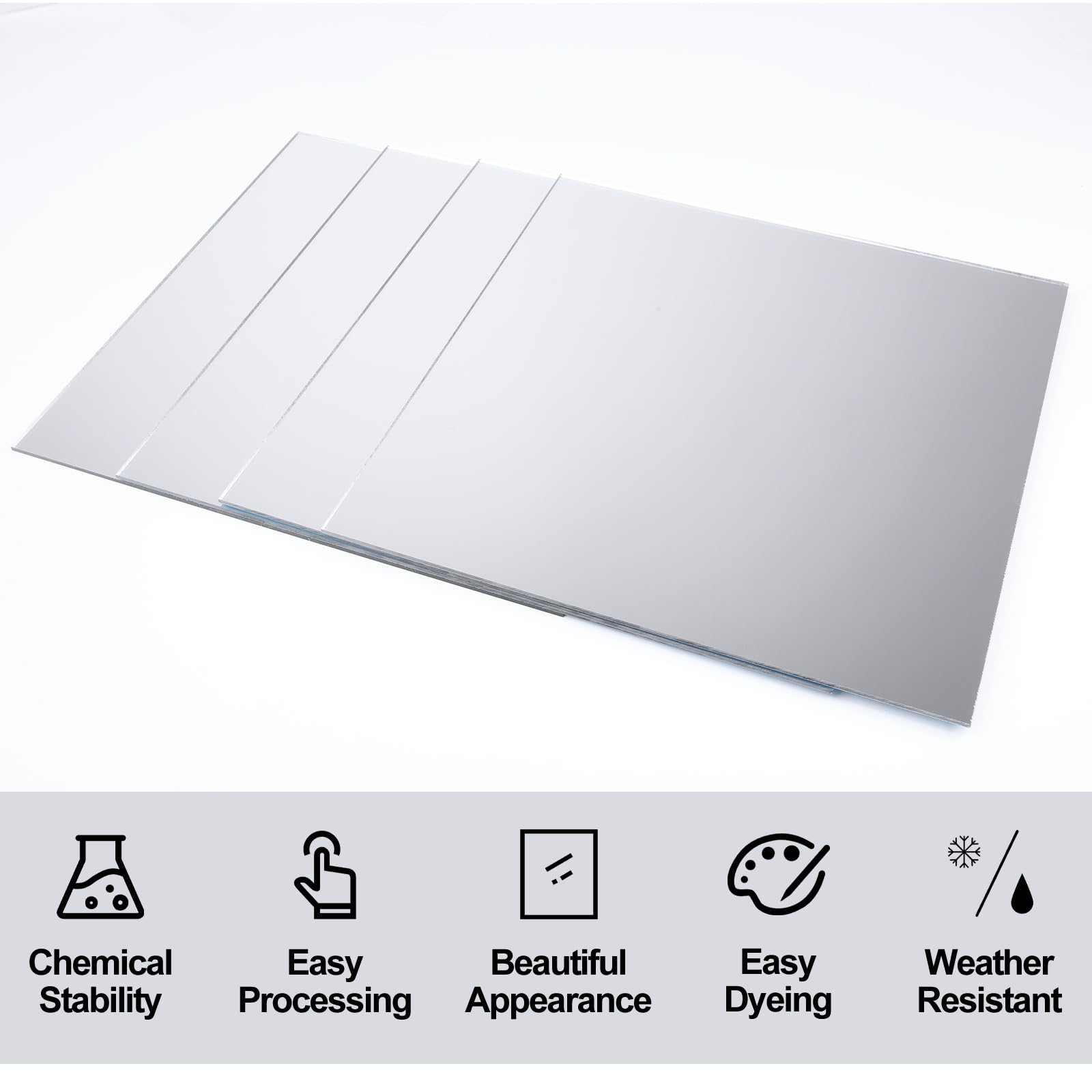 Frddiud 4 Pcs Silver Mirror Acrylic Sheets, 11.8 x