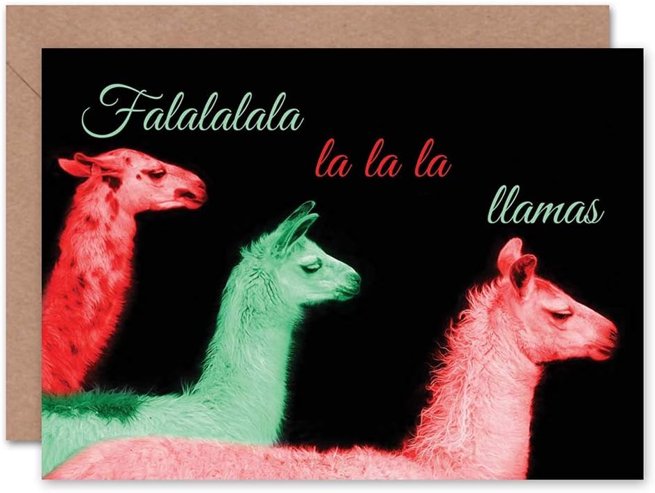 Wee Blue Coo Christmas Xmas Merry Llama Carol Fun Present Gift Sealed Greeting Card Plus Envelope Blank inside