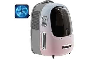 PETKIT Cat Backpack Carrier with Inbuilt Fan & Light, Airline-Approved Pet Backpack Bubble for Kitty Small Dog, Detachable Dog Backpack with Padded Strap for Travel, Hiking, Walking & Outdoor