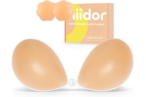 niiDor Adhesive Bra Sticky Strapless Backless Invisible Push up Silicone Bras for Women with Nipple Covers