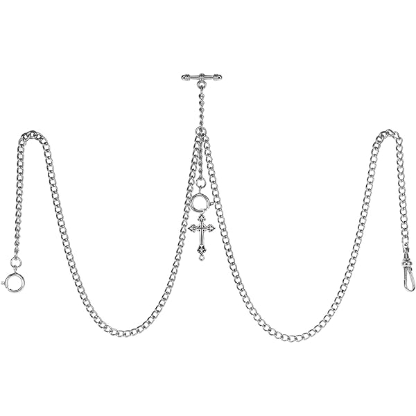 Amazon.com: TREEWETO Men's Double Albert Chain Pocket Watch Curb