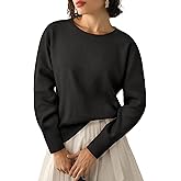 Yousify Womens Crewneck Knit Sweaters Casual Long Sleeve Loose Fit Fall Basic Soft Pullover Jumper Tops