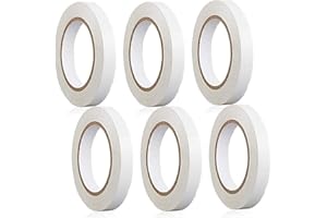 Cangfort 6 Rolls Double Sided Tape, Strong Self-Adhesive Tape 10mm x 20m Each Roll for Craft Supplies, DIY Crafts, Handwork, 