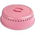 Crisp Pink Microwave Splatter Cover for Food, Plates & More - Splatter-Proof Lid & Accessories - Durable, Easy-Clean Dish Cover for Microwave Oven