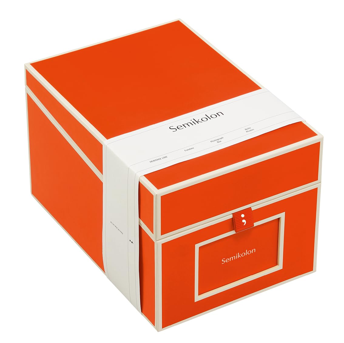 Semikolon 352559 CD and photo box - 17.7 x 15.7 x 25.6 cm - for 10 x 15 cm photos - cover orange