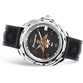 VOSTOK | Men&rsquo;s Komandirskie Russian Air Force Aerobatic Team | Military Style Mechanical Watch | Model 211928 Leather Band
