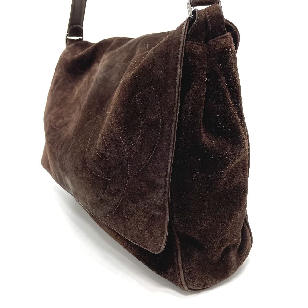 CHANEL Triple Coco CC Coco Mark One Shoulder Messenger Bag Shoulder Bag Suede Women's Used, Braun