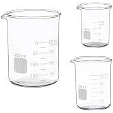 3 Pack Borosilicate Glass Beaker Set, 50 mL, 100 mL and 250 mL | Approximate Graduations, Chemical Resistance, Reusable Design, Measuring Low Form Beaker Set