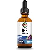 KAL B12 1000 mcg DropIns, High Absorption Liquid B12 Vitamin, Healthy Energy Supplements for Metabolism, Heart Health, Nerve, Red Blood Cell Support, Natural Grape Flavor B12 Drops, 196 Servings, 2oz