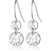 S925 Sterling Silver Disc Dangle Drop Stud Hoop Flat Earrings for Women Teen Ball Circle Jewelry Forging Double