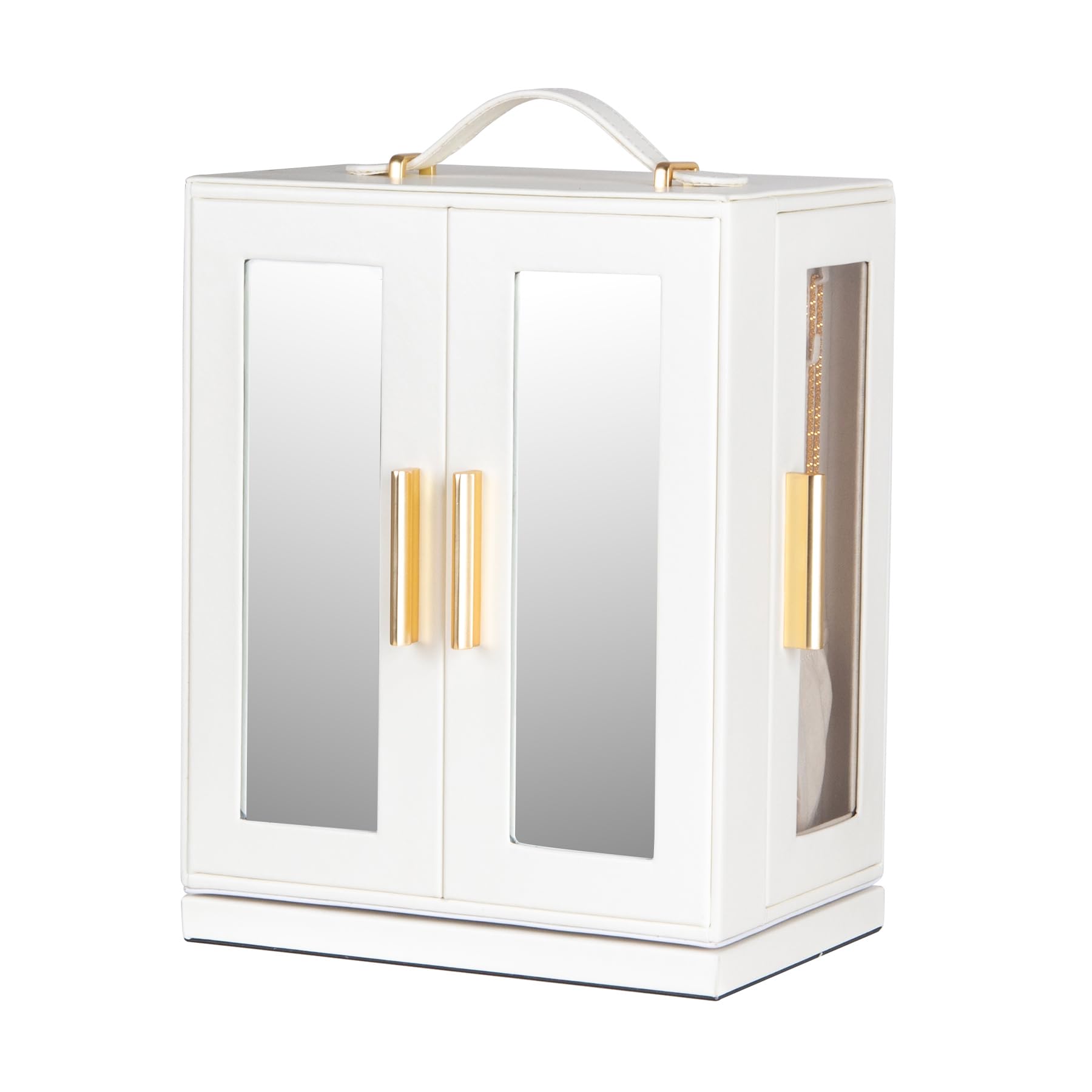 Photo 1 of FEIYAN Jewelry Box 360° Rotating, Jewelry Storage Case with 5 Drawers, Jewelry Organizer, Glass Window, Spacious, Vertical Jewelry Storage, Open Design, Great Gift