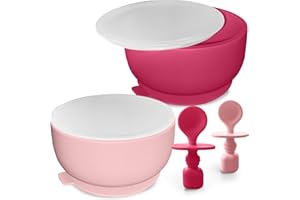 SPERRIC Suction Bowl with Lids and Spoons, Baby Feeding Essentials, Extra Strong Baby Suction Bowls, BPA Free Baby Bowls, Silicone Baby Feeding Set, Infant Babies & Toddler, Baby Bowls with Suction