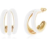 Gold Chunky Triple Hoop Earrings, Thick Three Open Hoop Earrings for Women Trendy Jewelry Gifts